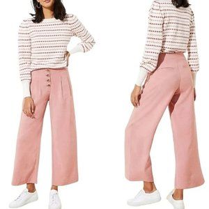 Loft Button-front Cropped Wide Leg Fluid Pant